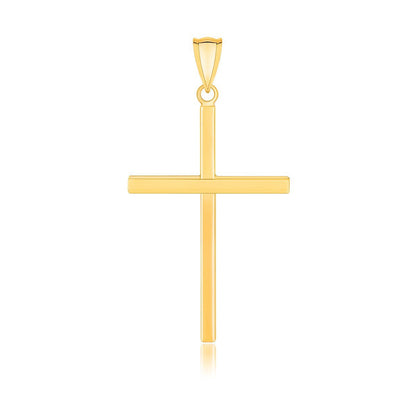 14k Yellow Gold Polished Flat Cross Pendant