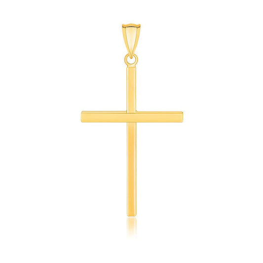 Pendentif croix plate polie en or jaune 14 carats