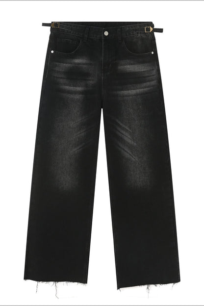 Raw Hem Straight Leg Jeans