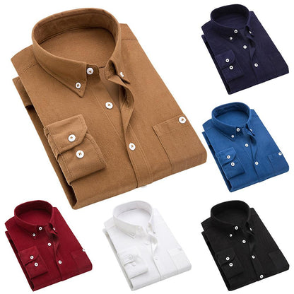Men's Thin Corduroy Long Sleeve Shirt for Winter
