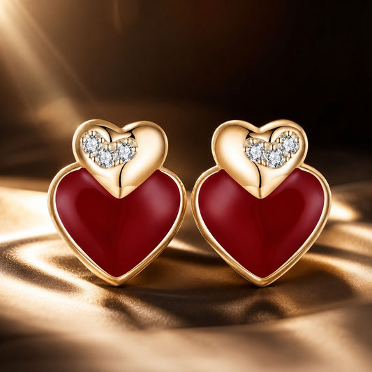 Boucles d'oreilles en argent sterling 925 avec finition émaillée et sertissage pavé en or rose
