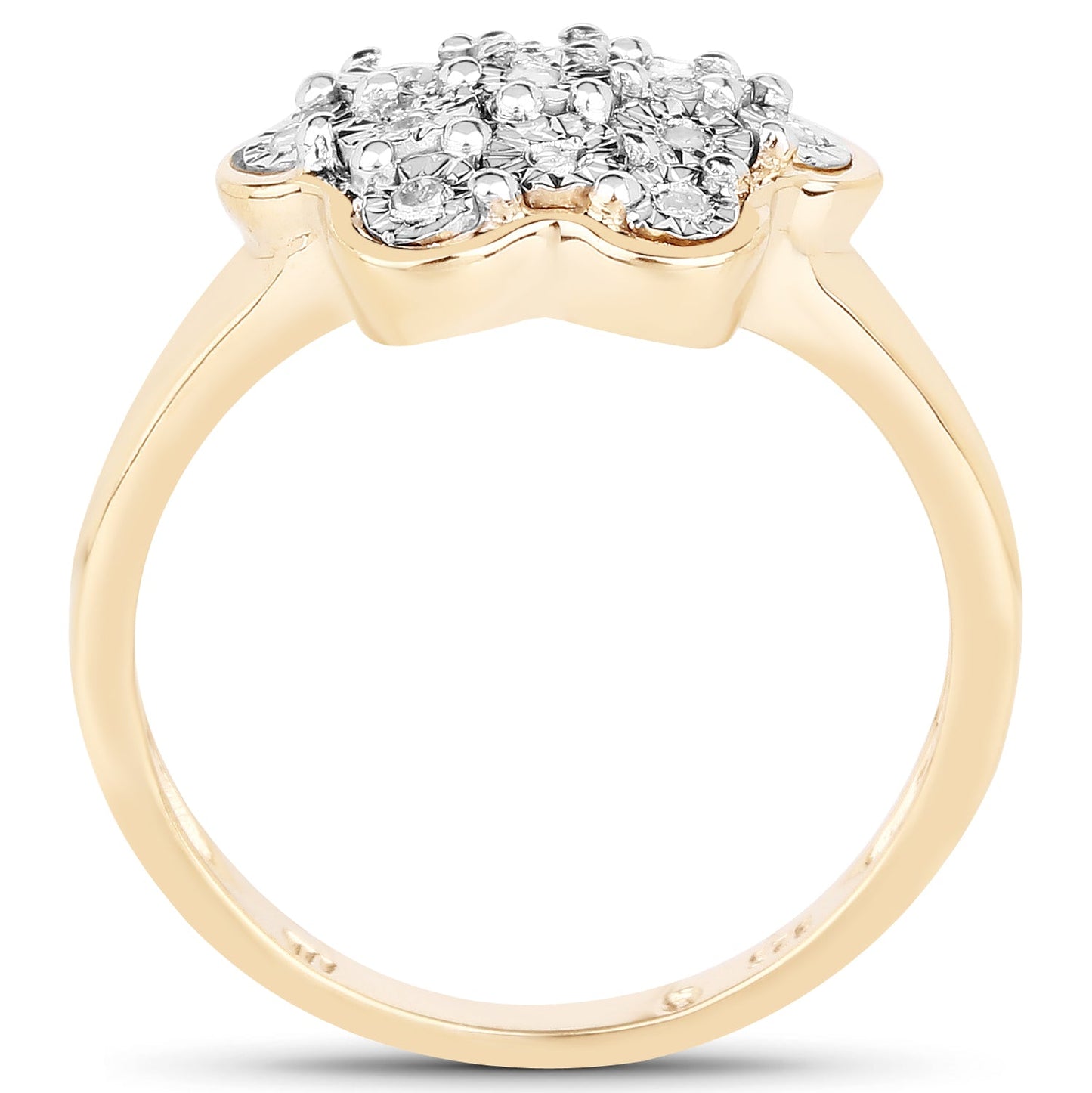 14K Yellow Gold Plated 0.07 Carat Genuine White Diamond .925 Sterling Silver Ring
