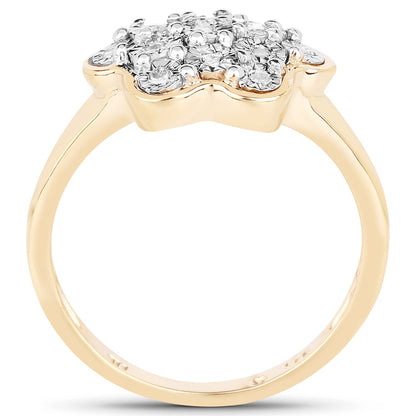 14K Yellow Gold Plated 0.07 Carat Genuine White Diamond .925 Sterling Silver Ring