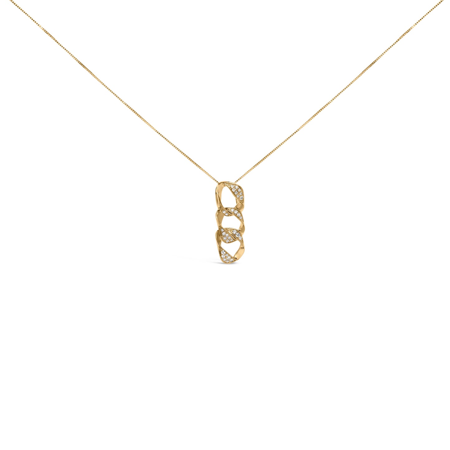 14K Yellow Gold Plated .925 Sterling Silver 1/6 Cttw Diamond Interlocking Triple Asymmetric Circle Hoop 18" Pendant Necklace (H-I Color, I1-I2 Clarity)