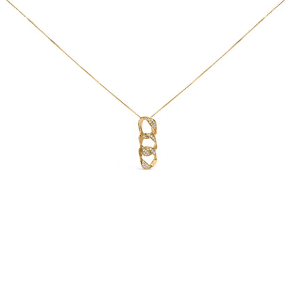 14K Yellow Gold Plated .925 Sterling Silver 1/6 Cttw Diamond Interlocking Triple Asymmetric Circle Hoop 18" Pendant Necklace (H-I Color, I1-I2 Clarity)