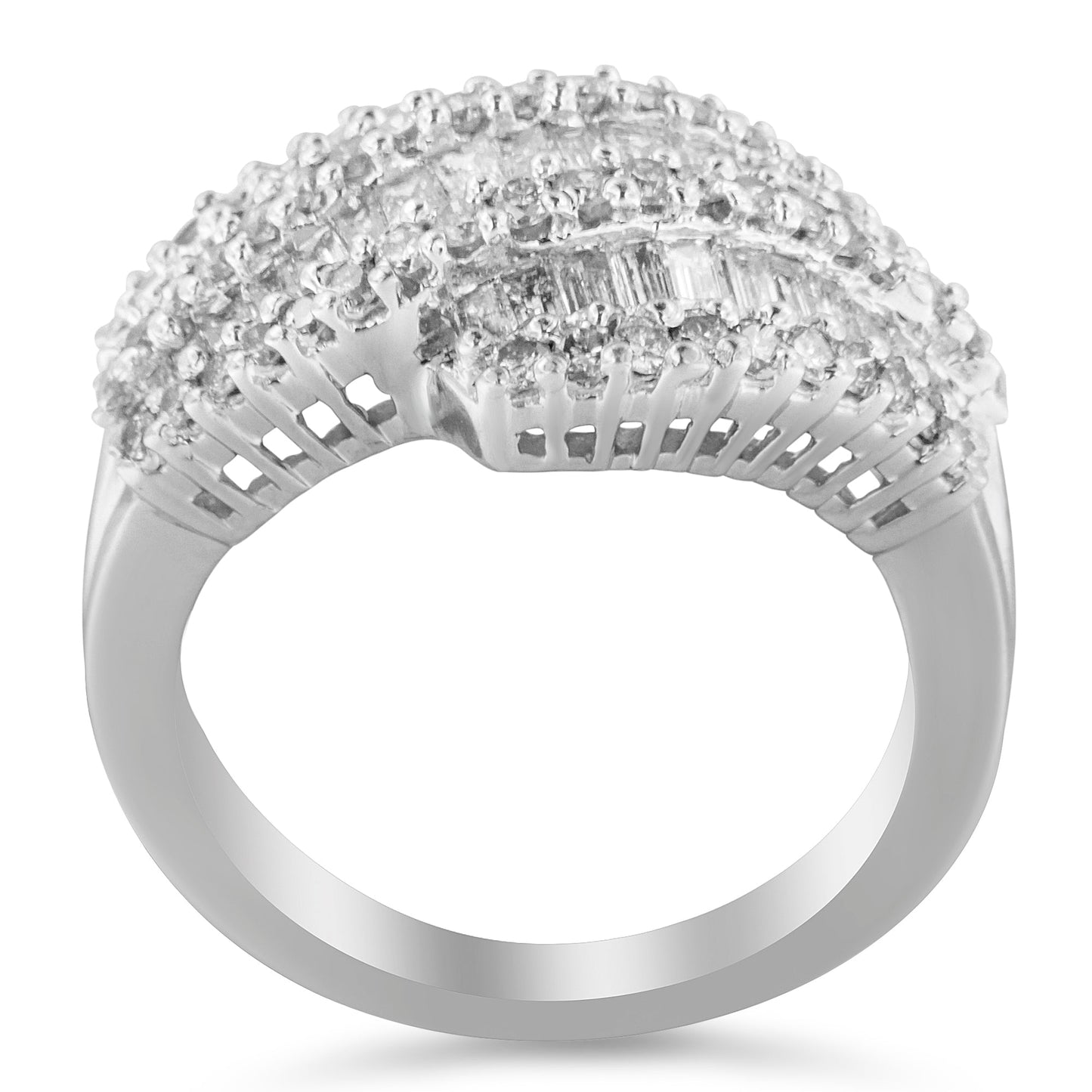 14K White Gold Diamond Cocktail Ring Band (1 3/4 Cttw, H-I Color, SI2-I1 Clarity) - Size 6-1/2