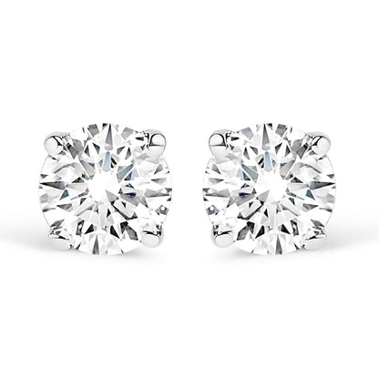 14K White Gold 5/8 Cttw Round Brilliant-Cut Lab Grown Diamond Classic 4-Prong Push back Stud Earrings (F-G Color, VS1-VS2 Clarity)