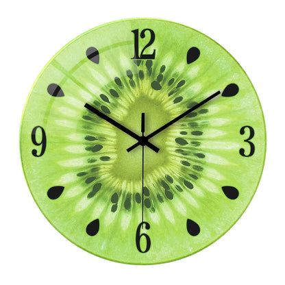 Fruit-colored Quiet-design Creative Glass Wall Clock Quartz Wall Clock