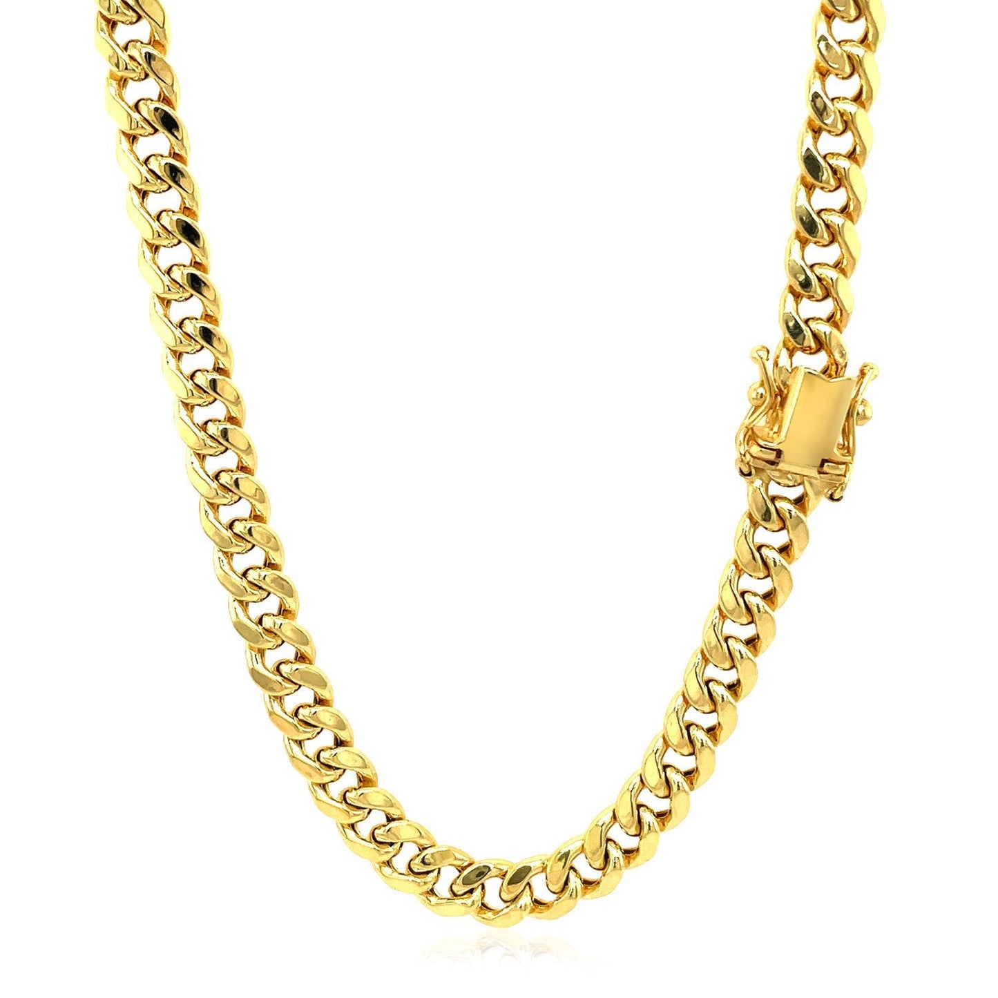 5.5mm 14k Yellow Gold Miami Cuban Semi Solid Chain