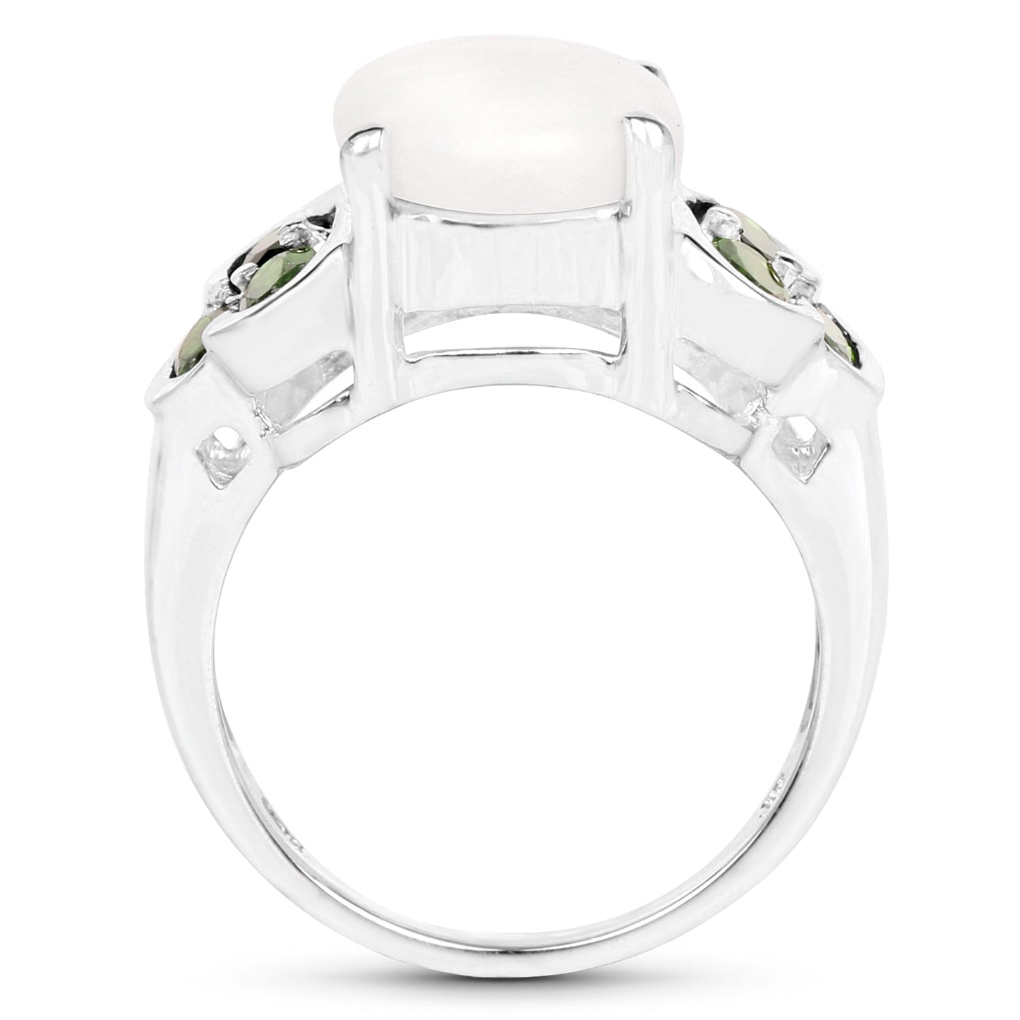 4.52 Carat Genuine Opal and Chrome Diopside .925 Sterling Silver Ring