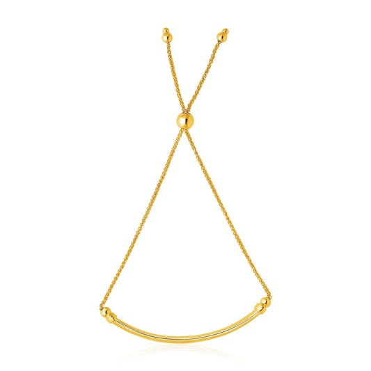 Bracelet jonc incurvé en or jaune 14 carats et style cravate