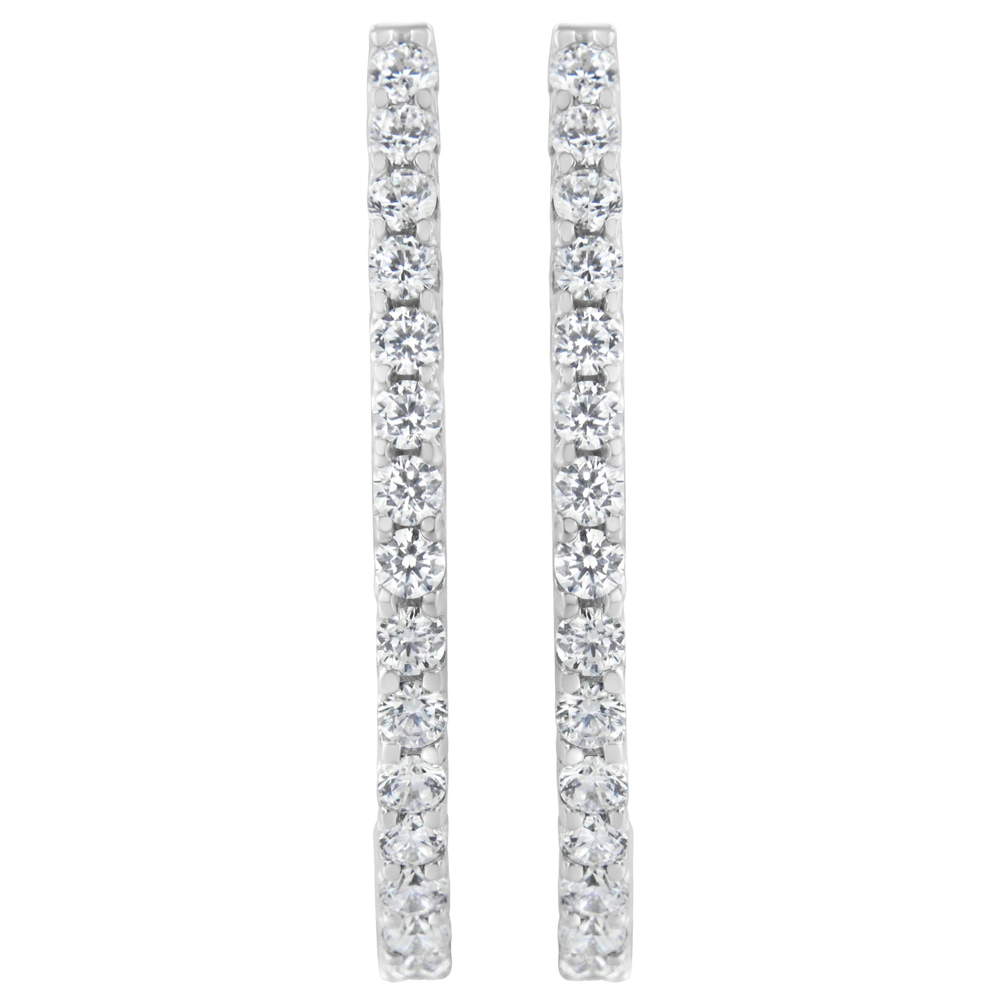 14K White Gold 2.0 Cttw Round Brilliant Cut Diamond Oblong Hinged Leverback Hoop Earrings (I-J Color, I1-I2 Clarity)