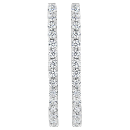 14K White Gold 2.0 Cttw Round Brilliant Cut Diamond Oblong Hinged Leverback Hoop Earrings (I-J Color, I1-I2 Clarity)