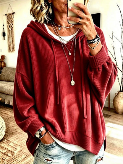 2026 European And American Women's Fashion Amazon Independent Store Hooded Drawstring Woven Corduroy Sweatshirt Jacket Loose Top