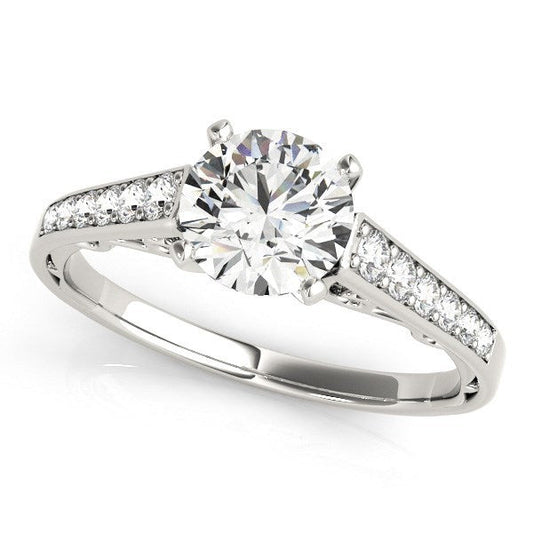 Bague de fiançailles en or blanc 14 carats avec diamant, modèle cathédrale (1,25 carat poids total)