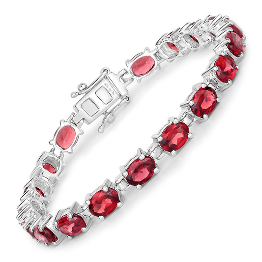 Bracelet en argent sterling .925 et grenat véritable de 15,30 carats