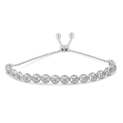 .925 Sterling Silver 1/4 cttw Round-cut Diamond Bolo Bracelet (I-J Color, I3 Clarity)