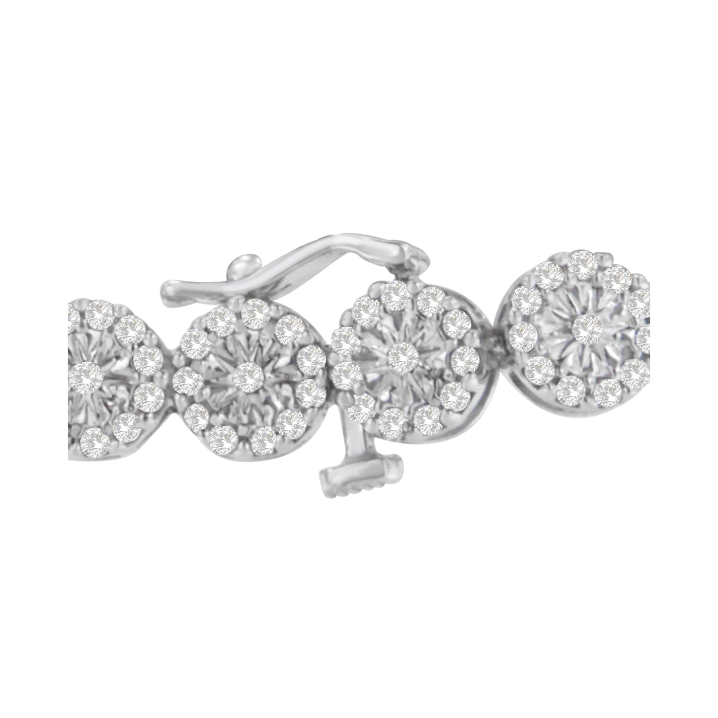 14K White Gold 2.00 Cttw Diamond Halo Link Tennis Bracelet (H-I Color, I1-I2 Clarity) - 7" Inches