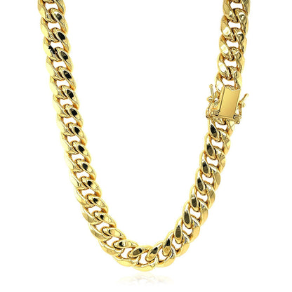 9.0mm 14k Yellow Gold Semi Solid Miami Cuban Chain