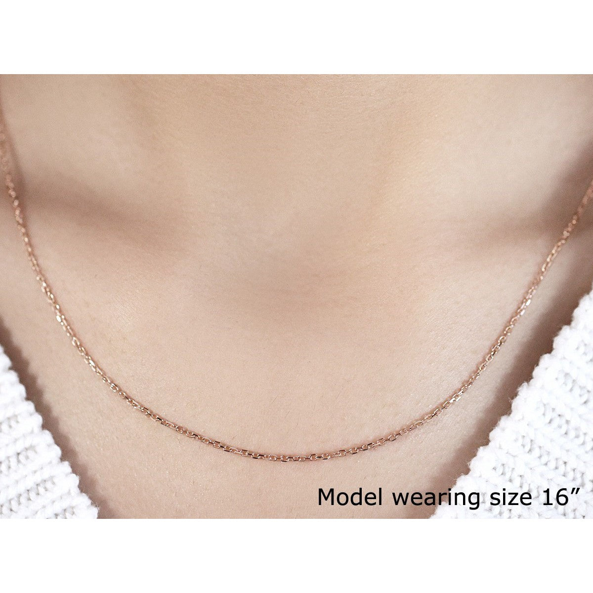 14k Rose Gold Diamond Cut Cable Link Chain 1.3mm