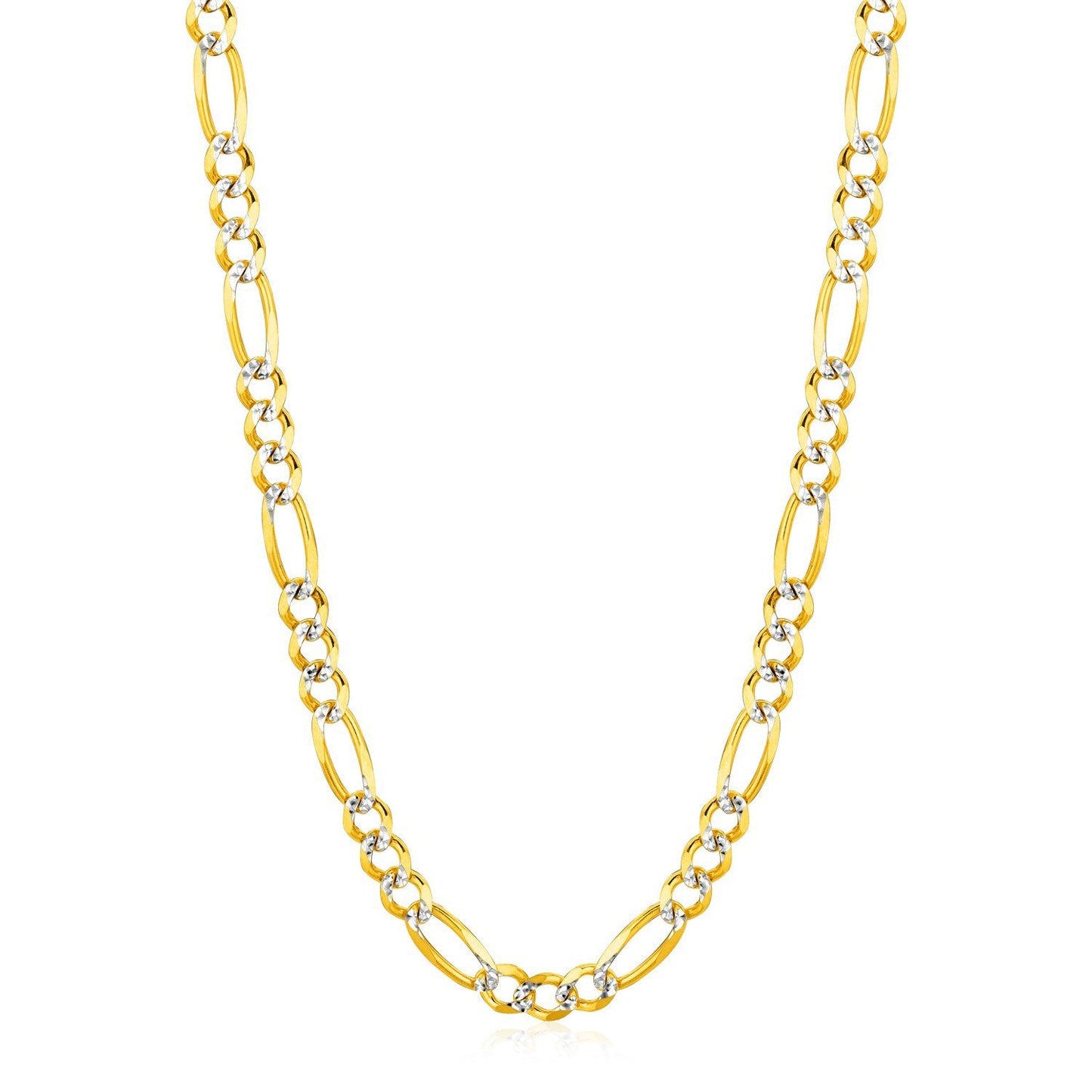 6.0mm 14K Yellow Gold Solid Pave Figaro Chain