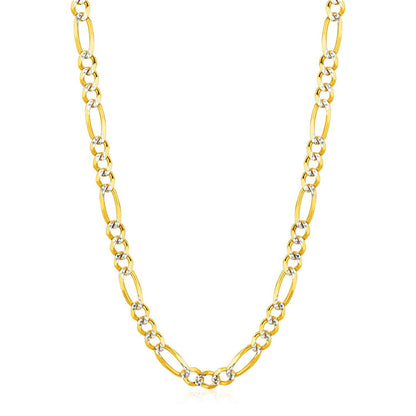 6.0mm 14K Yellow Gold Solid Pave Figaro Chain