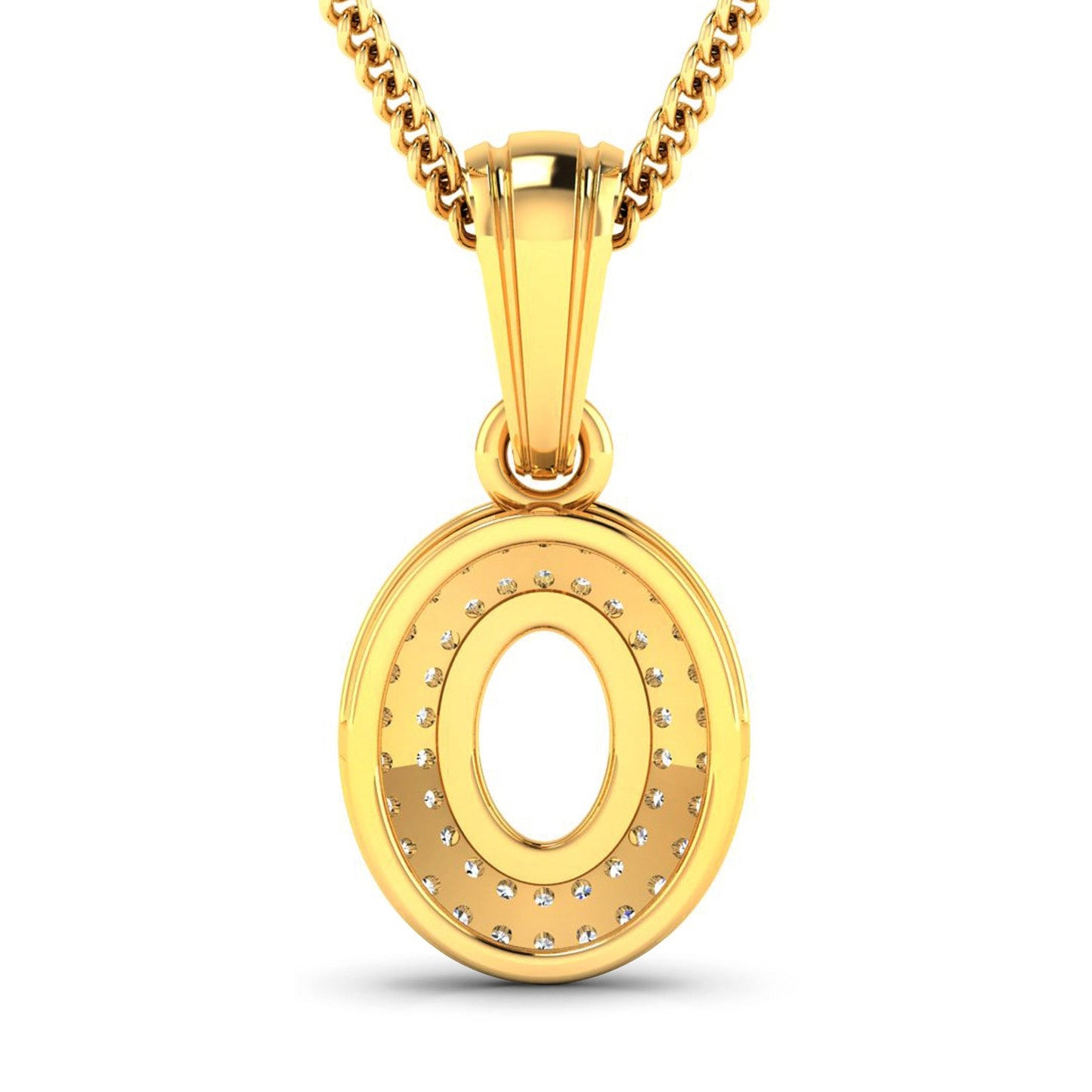 0.17 Carat Genuine White Diamond 14K Yellow Gold Semi Mount Pendant - holds 7x5mm Oval Gemstone
