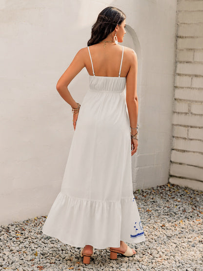 Printed Square Neck Maxi Cami Dress