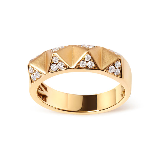 Bague alliance pyramidale en or jaune 14 carats avec diamants blancs de 0,25 carat (couleur G-H, pureté SI1-SI2) - Taille 7