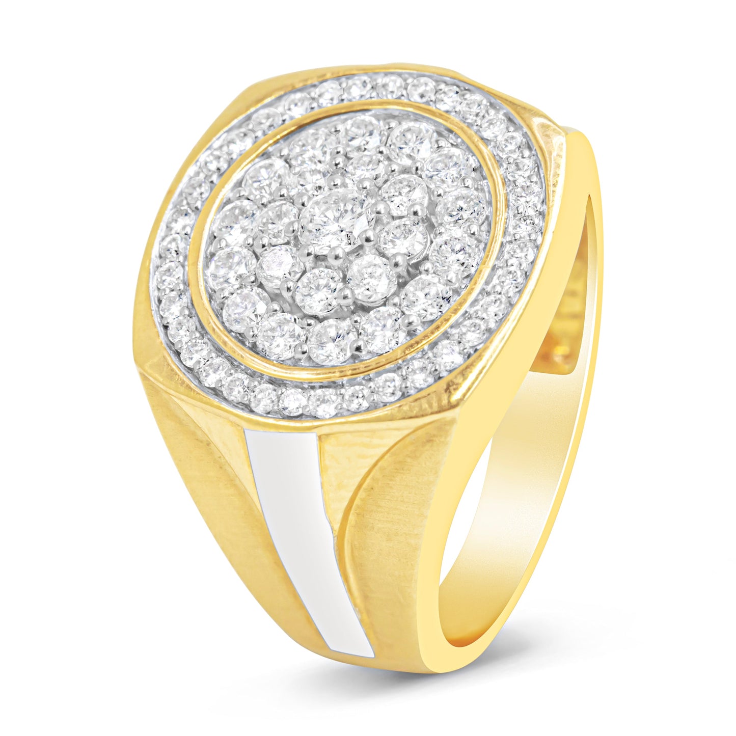 10K Yellow Gold 1 1/2 Cttw Diamond Cluster and Halo Signet Mens Ring (K-L Color, I1-I2 Clarity) - Size 10