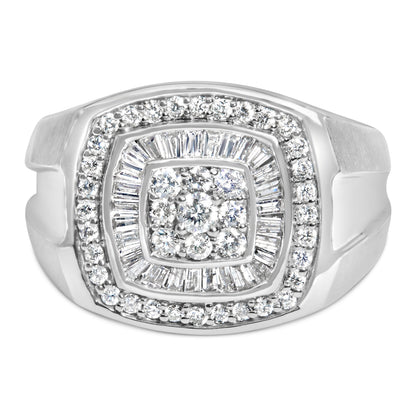 14K White Gold Men's 1 CTTW Diamond Band Ring