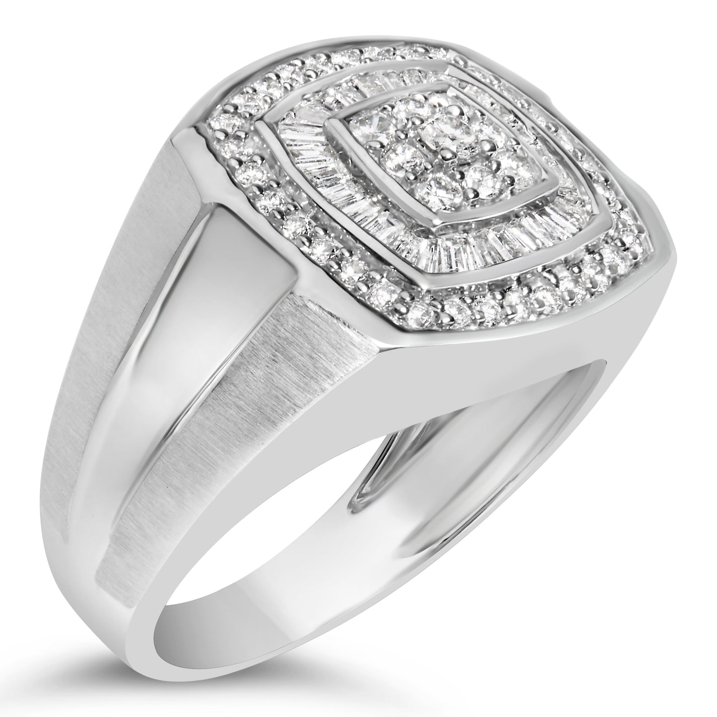 14K White Gold Men's 1 CTTW Diamond Band Ring