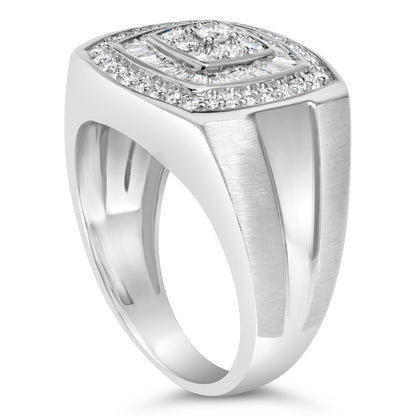 14K White Gold Men's 1 CTTW Diamond Band Ring