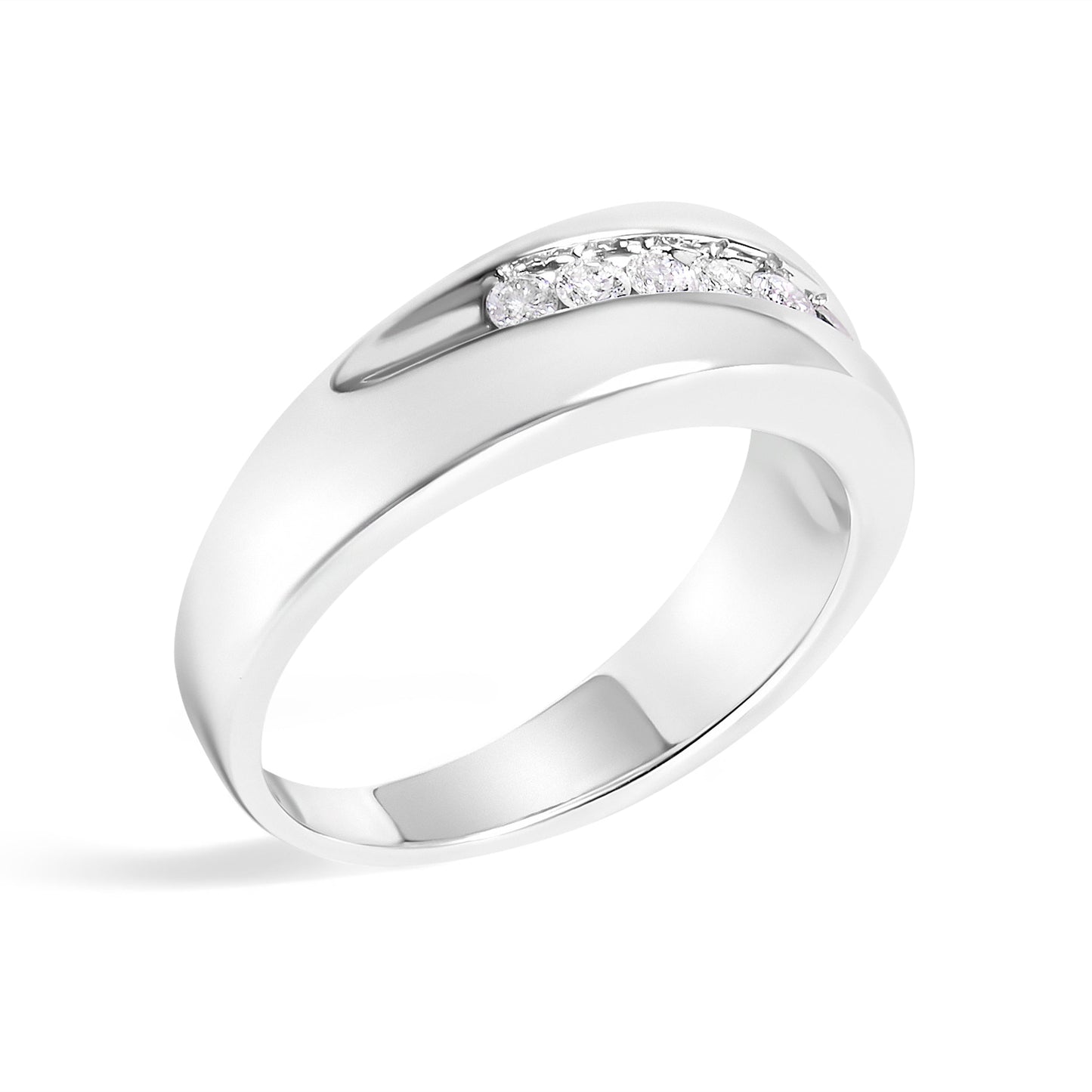 Men's.925 Sterling Silver 1/2 Cttw Diamond 9 Stone Band Ring - Size 10