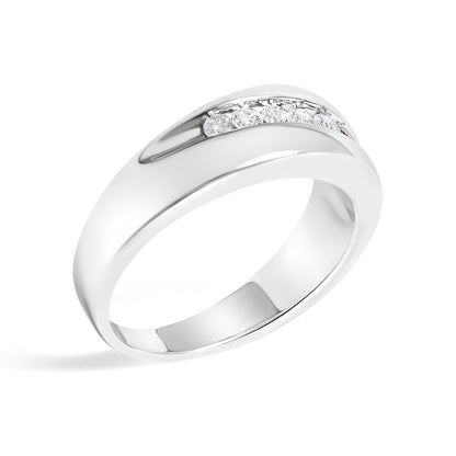 Men's.925 Sterling Silver 1/2 Cttw Diamond 9 Stone Band Ring - Size 10