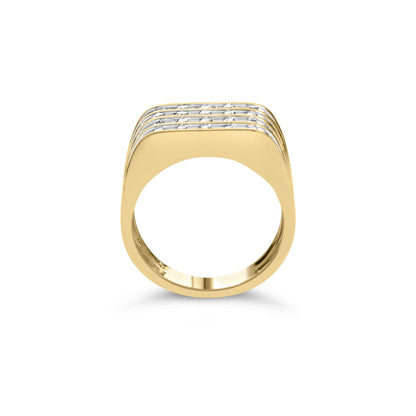 10K Yellow Gold 1.00 Cttw Diamond Multi Row Mens Ring Band