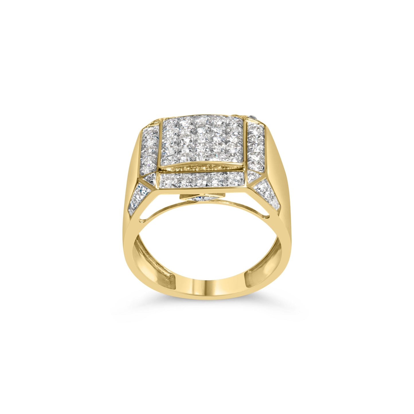 Men's 10K Yellow Gold 2 1/8 Cttw Diamond  Composite Cluster Cocktail Ring Band