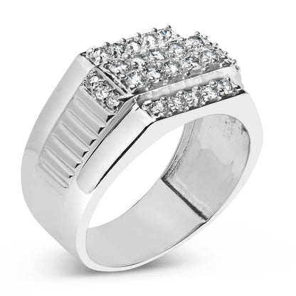 Men's .925 Sterling Silver 1.00 Cttw Diamond Multi Row Band Ring -Size 10