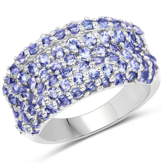 Bague en argent sterling 925 avec tanzanite véritable de 2,47 carats