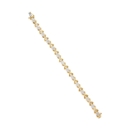 10k Yellow Gold Plated .925 Sterling Silver 2.00 Cttw Round-Cut Diamond Link 7" Bracelet (H-I Color, I2-I3 Clarity)