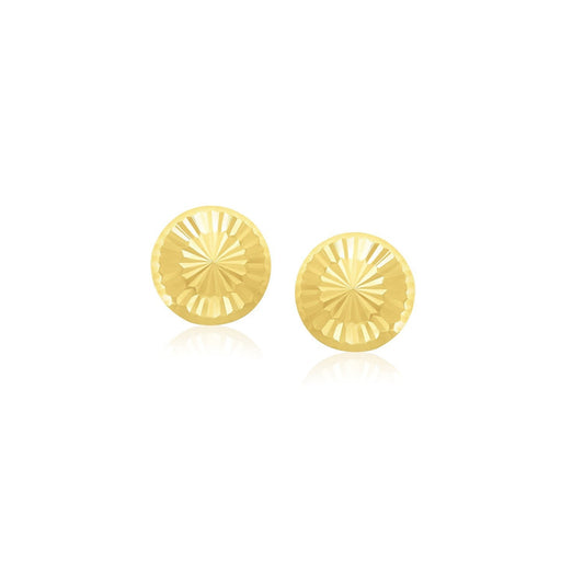 Boucles d'oreilles clous style plat texturé en or jaune 14 carats