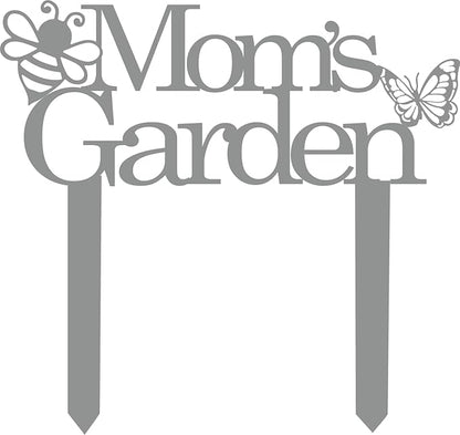 Custom Patio Meta Sign with Stake, Bee and Butterfly Decoration, Farmhouse Yard Art - Personalized Gardener Name, Gift for Mom & Grandma