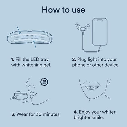 Auraglow Teeth Whitening Kit, Wired LED Accelerator Light, 35% Carbamide Peroxide Teeth Whitening Gel, 12 Whitening Treatments, Whitens up to 10 Shades in 7 Days