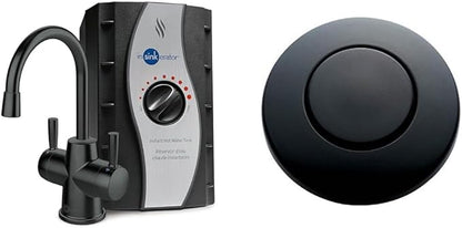 InSinkErator Stainless Steel Tank, HC250MBLK-SS HOT250 System & STC-MTBLK Push SinkTop Switch Button, Matte Black