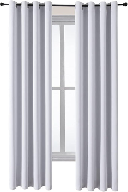 ChrisDowa Grommet Room Darkening Curtains for Bedroom and Living Room - 2 Panels Set Thermal Insulated Blackout Curtains (Greyish White, 52W x 72L)