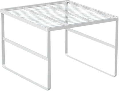 Kitchen Cabinet Storage Shelf Stackable Wire Spice Rack Organizer Heavy Duty Space Saver for Bathroom Bedroom Closet Laundry Room Office Countertop - White, Pack 1