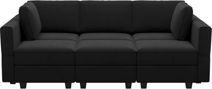Belffin Modular Velvet Sectional Sofa with Chaise Lounge Sectional Sleeper Sofa with Storage Chaise Sofas Bed Couch for Living Room Black