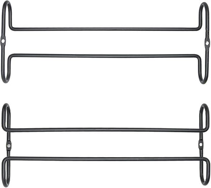 10 Inch Wine Glass Rack Under Cabinet Shelf Stemware Storage Hanging Hanger Organizer Glasses Holder with Drying Under Counter Metal for Kitchen and Bar Set of 4 Black
