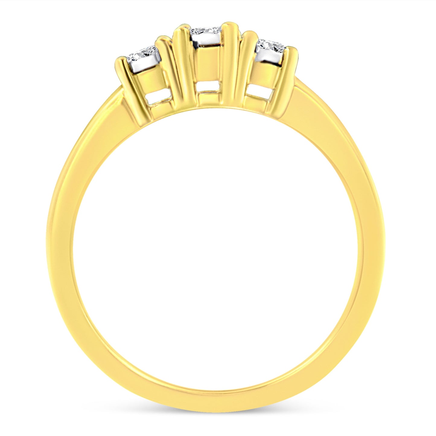 10K Yellow Gold 3.0 Cttw Diamond Eight-Row Bypass Crossover Statement Band Ring (H-I Color, I2-I3 Clarity) - Size 7