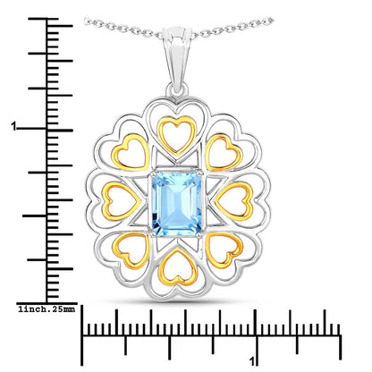 2.60 Carat Genuine Blue Topaz .925 Sterling Silver Pendant